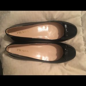 Prada Black Patent Flats 38.5